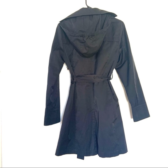 Pelle Studio Hooded Button Tie Black Trench Coat S - Picture 3 of 4